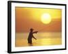 Fly Fisherman at Sunrise, Keys, Florida, USA-null-Framed Photographic Print