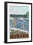 Fly Fisherman, Cordova, Alaska-Lantern Press-Framed Art Print