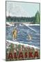 Fly Fisherman, Cordova, Alaska-Lantern Press-Mounted Art Print