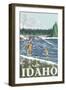 Fly Fisherman, Idaho-Lantern Press-Framed Art Print