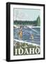 Fly Fisherman, Idaho-Lantern Press-Framed Art Print