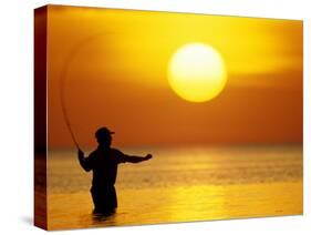 Fly Fisherman in the Florida Keys, Florida, USA-null-Stretched Canvas