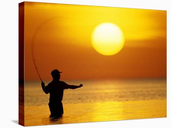 Fly Fisherman in the Florida Keys, Florida, USA-null-Stretched Canvas