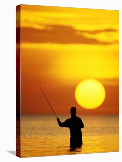 Fly Fisherman in the Florida Keys, Florida, USA-null-Stretched Canvas