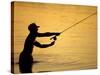 Fly Fisherman in the Florida Keys, Florida, USA-null-Stretched Canvas