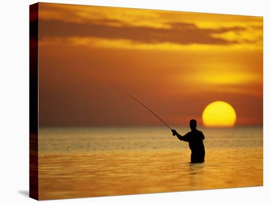 Fly Fisherman in the Florida Keys, Florida, USA-null-Stretched Canvas
