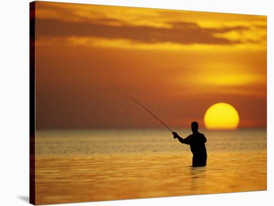 Fly Fisherman in the Florida Keys, Florida, USA-null-Stretched Canvas