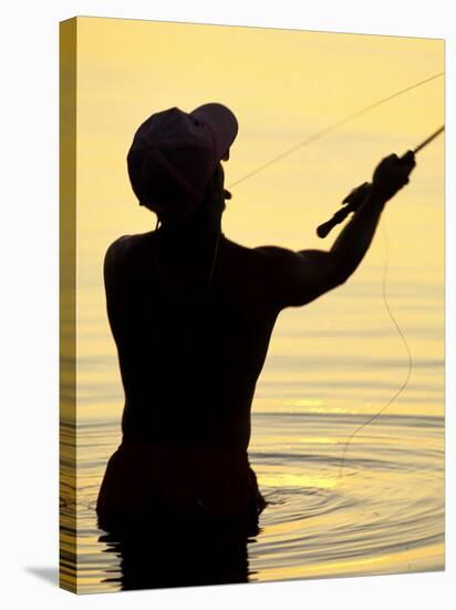 Fly Fisherman in the Florida Keys, Florida, USA-null-Stretched Canvas