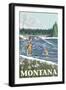 Fly Fisherman, Montana-Lantern Press-Framed Art Print