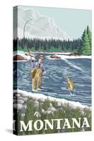 Fly Fisherman, Montana-Lantern Press-Stretched Canvas