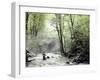 Fly Fisherman Near a Stone Bridge-null-Framed Photographic Print