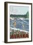 Fly Fisherman, Seward, Alaska-Lantern Press-Framed Art Print