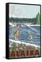 Fly Fisherman, Seward, Alaska-Lantern Press-Framed Stretched Canvas