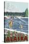Fly Fisherman, Seward, Alaska-Lantern Press-Stretched Canvas