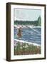 Fly Fisherman - South Dakota-Lantern Press-Framed Art Print