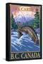 Fly Fisherman - The Cariboo, BC, Canada-Lantern Press-Framed Stretched Canvas