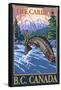 Fly Fisherman - The Cariboo, BC, Canada-Lantern Press-Framed Stretched Canvas