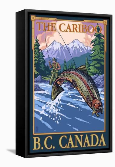 Fly Fisherman - The Cariboo, BC, Canada-Lantern Press-Framed Stretched Canvas