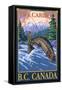 Fly Fisherman - The Cariboo, BC, Canada-Lantern Press-Framed Stretched Canvas