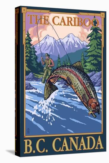 Fly Fisherman - The Cariboo, BC, Canada-Lantern Press-Stretched Canvas