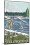 Fly Fisherman, West Yellowstone, Montana-Lantern Press-Mounted Art Print