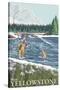 Fly Fisherman, West Yellowstone, Montana-Lantern Press-Stretched Canvas