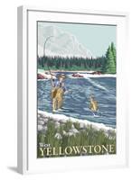 Fly Fisherman, West Yellowstone, Montana-Lantern Press-Framed Art Print