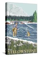 Fly Fisherman, West Yellowstone, Montana-Lantern Press-Stretched Canvas