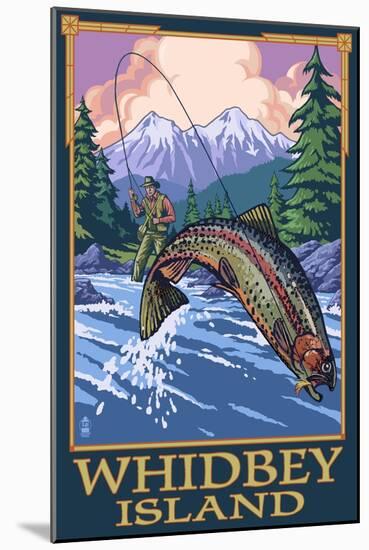 Fly Fisherman - Whidbey Island, Washington-Lantern Press-Mounted Art Print