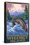 Fly Fisherman - Whidbey Island, Washington-Lantern Press-Stretched Canvas