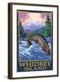 Fly Fisherman - Whidbey Island, Washington-Lantern Press-Framed Art Print
