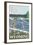 Fly Fisherman, Wyoming-Lantern Press-Framed Art Print