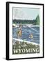 Fly Fisherman, Wyoming-Lantern Press-Framed Art Print