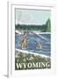 Fly Fisherman, Wyoming-Lantern Press-Framed Art Print