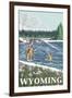 Fly Fisherman, Wyoming-Lantern Press-Framed Art Print