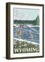 Fly Fisherman, Wyoming-Lantern Press-Framed Art Print