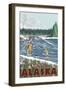 Fly Fisherman, Yukon, Alaska-Lantern Press-Framed Art Print