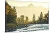 Fly Fisherwoman and Fisherman Casting and Fishing on River, British Colombia, B.C., Canada-Peter Adams-Stretched Canvas