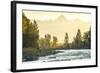 Fly Fisherwoman and Fisherman Casting and Fishing on River, British Colombia, B.C., Canada-Peter Adams-Framed Photographic Print