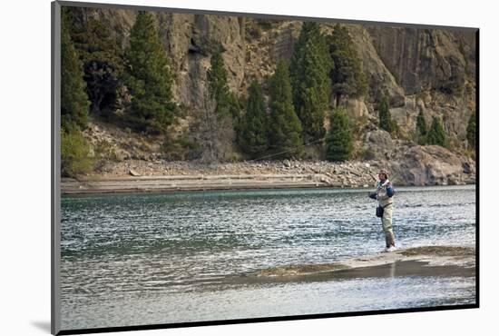 Fly Fishing at the Limay River in the Lake District, Patagonia, Argentina, South America-Yadid Levy-Mounted Photographic Print