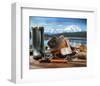 Fly Fishing Equipment on Deck-null-Framed Art Print