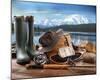 Fly Fishing Equipment on Deck-null-Mounted Art Print
