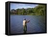 Fly Fishing on the River Dee, Grampians, Scotland, United Kingdom, Europe-Groenendijk Peter-Framed Stretched Canvas