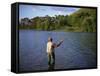 Fly Fishing on the River Dee, Grampians, Scotland, United Kingdom, Europe-Groenendijk Peter-Framed Stretched Canvas