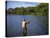 Fly Fishing on the River Dee, Grampians, Scotland, United Kingdom, Europe-Groenendijk Peter-Stretched Canvas