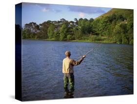 Fly Fishing on the River Dee, Grampians, Scotland, United Kingdom, Europe-Groenendijk Peter-Stretched Canvas