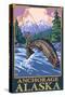 Fly Fishing Scene, Anchorage, Alaska-Lantern Press-Stretched Canvas