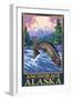 Fly Fishing Scene, Anchorage, Alaska-Lantern Press-Framed Art Print