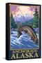 Fly Fishing Scene, Anchorage, Alaska-Lantern Press-Framed Stretched Canvas