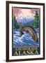 Fly Fishing Scene, Anchorage, Alaska-Lantern Press-Framed Art Print